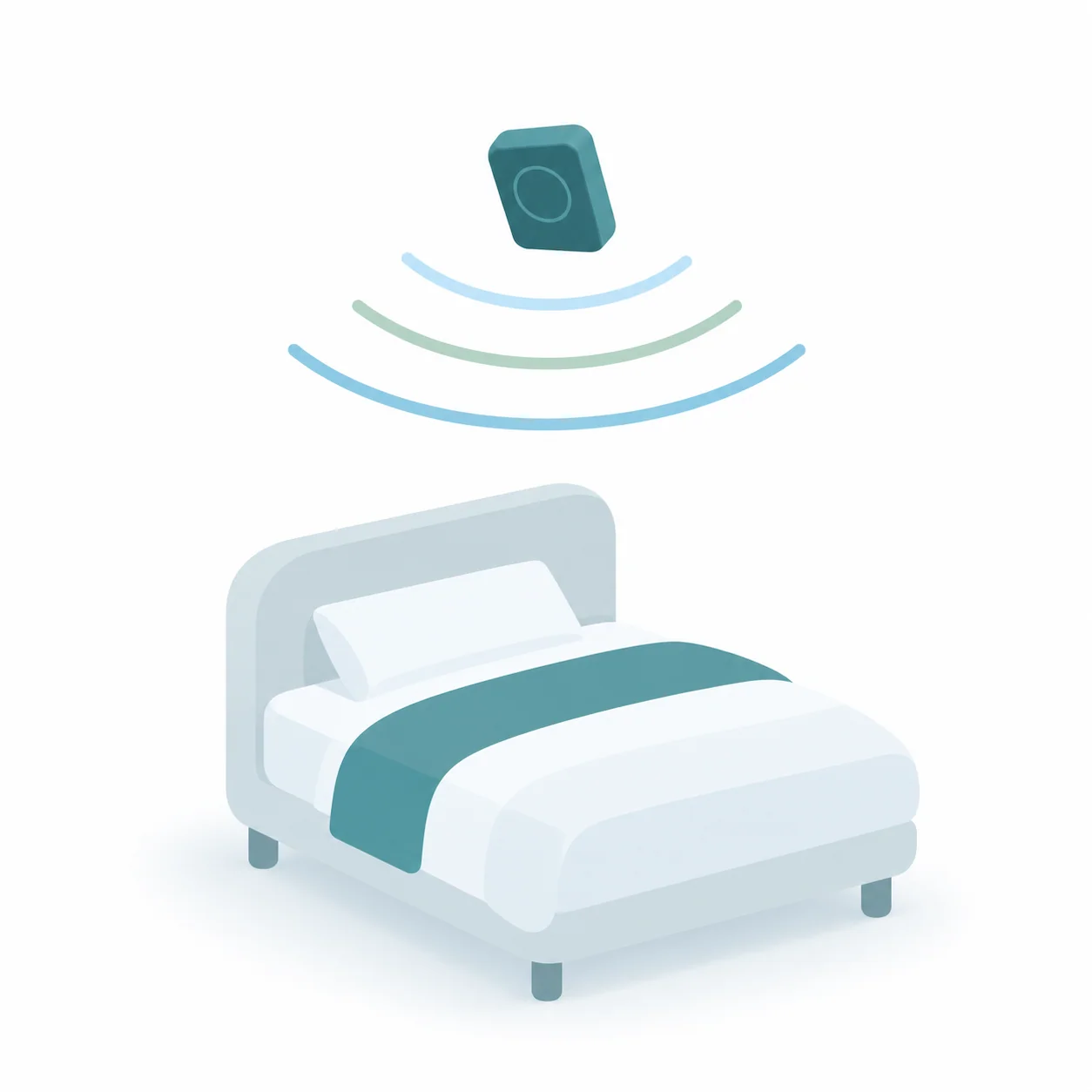 Illustration d'un radar sans contact au-dessus d'un lit dans une maison de soins